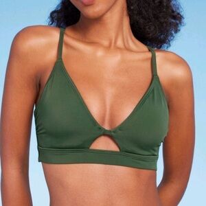Shade & Shore Women's Longline Keyhole Underwire Bikini Top 36D Green
